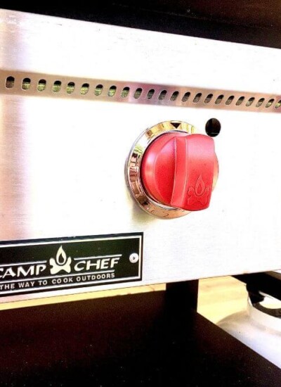 close up image of camp chef flat top grill knobs