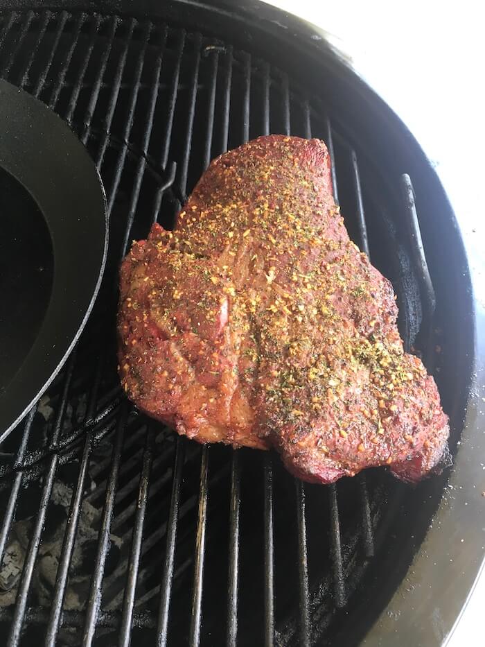 chuck roast on a charcoal grill