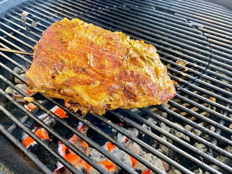 smoked eye of round roast on a charcoal grill