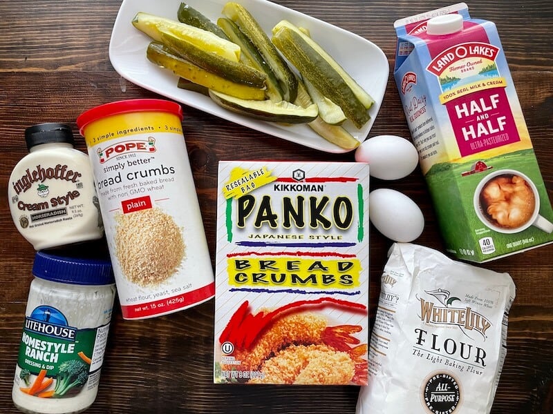 ingredients to make fried pickle spears