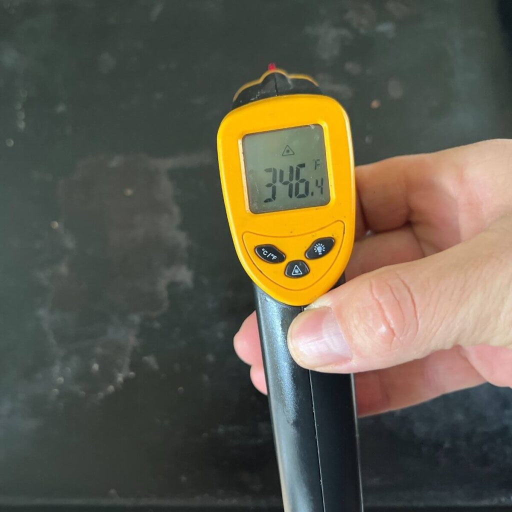 using an infrared thermometer to get flat top grill temperature