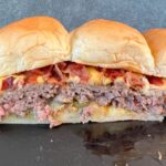 bacon cheeseburger sliders on Hawaiian rolls