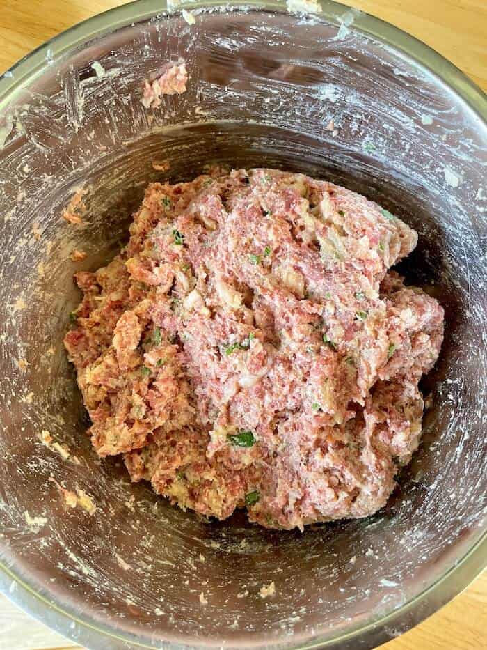 homemade Italian meatball mixture in a bowl