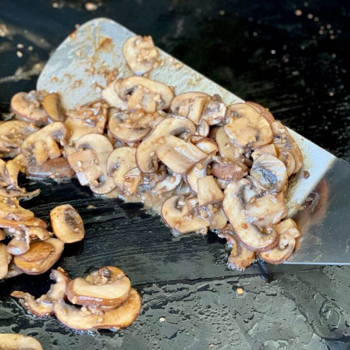 steakhouse mushrooms on the griddle