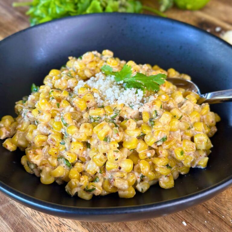 Blackstone Mexican street corn in a serving bowl