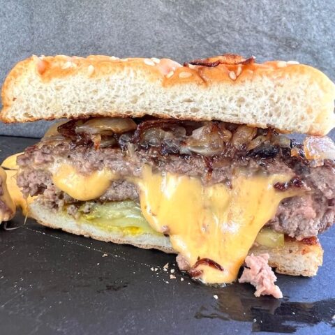Juicy Lucy cheese stuffed burger