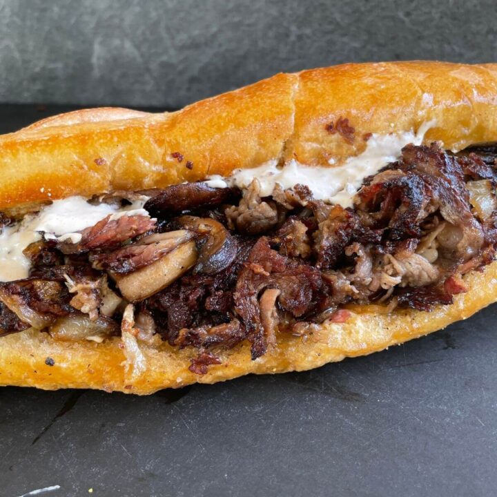 prime rib cheesesteak sandwich