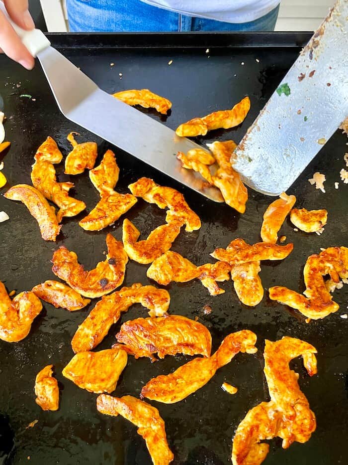 cooking Mexican chicken on a Blackstone griddle