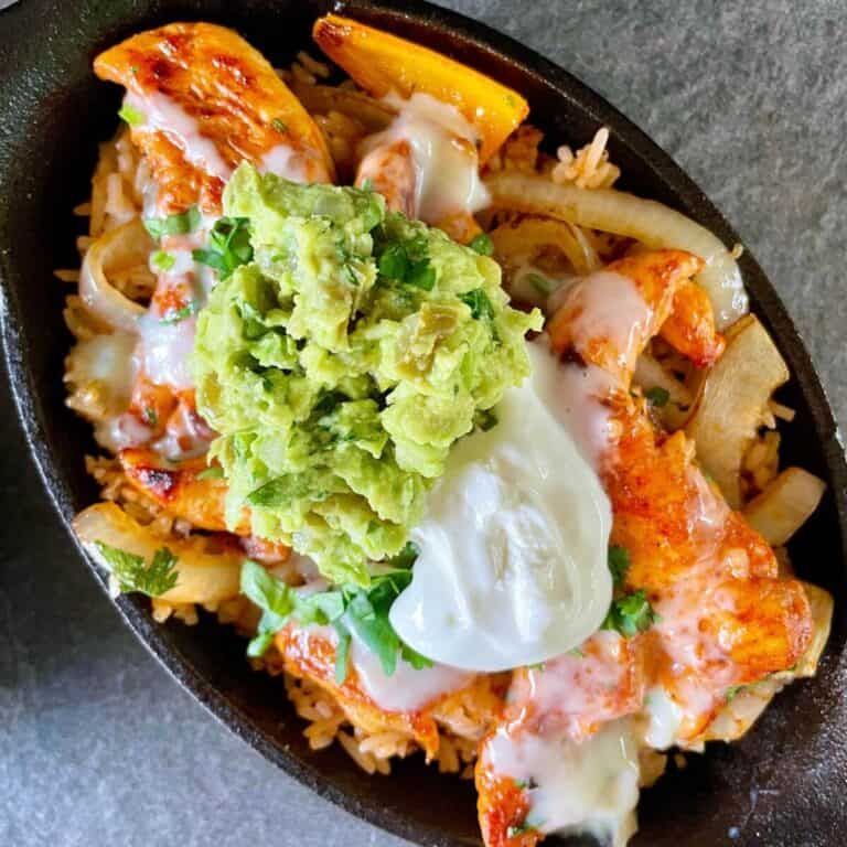 Mexican chicken with rice made on the Blackstone griddle