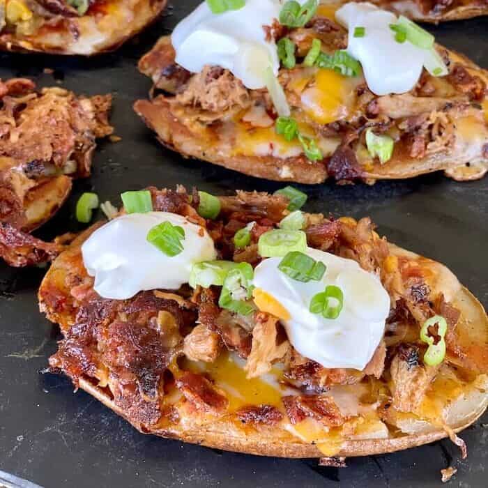 Smashed Barbecue Potato Skins Easy Blackstone Griddle Recipe