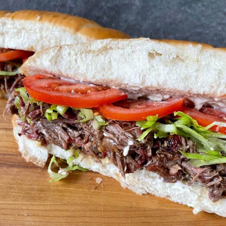 smoked roast beef po boy sandwich