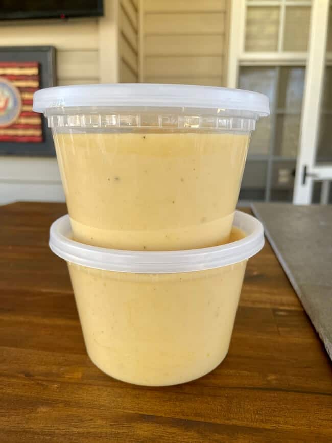 beer cheese dip in storage containers