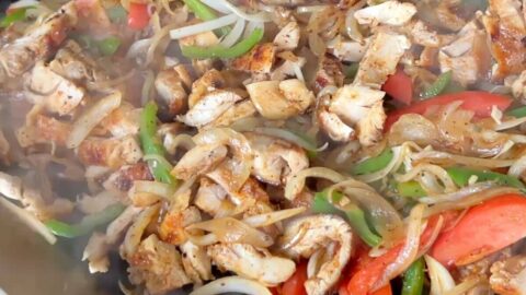 Blackstone chicken fajitas on the griddle