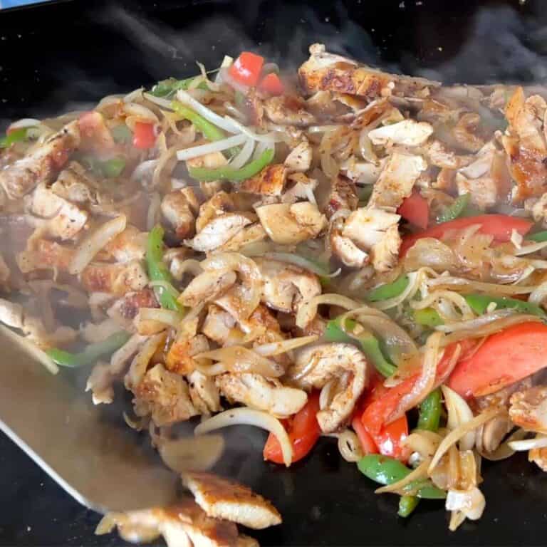 Blackstone chicken fajitas on the griddle