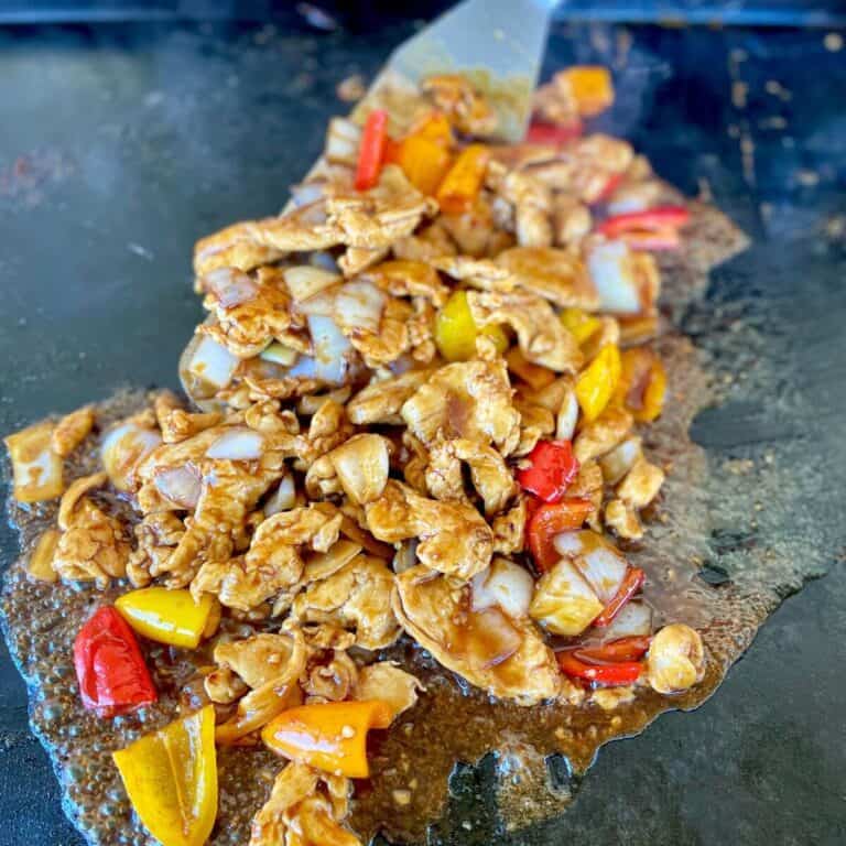 bourbon chicken on a blackstone griddle