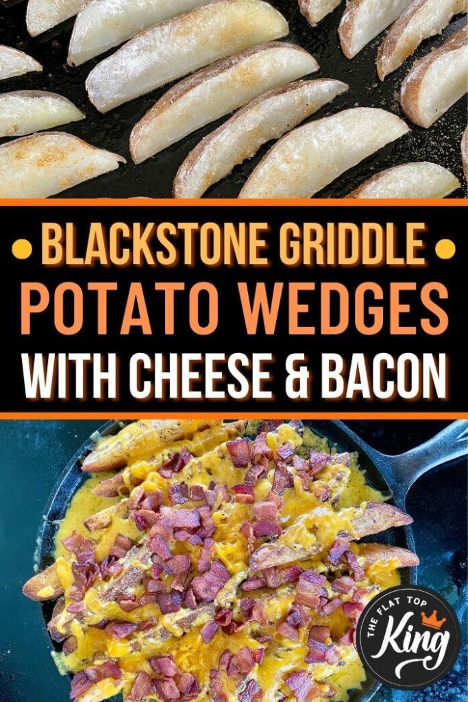 potato wedges with cheese and bacon on the blackstone griddle