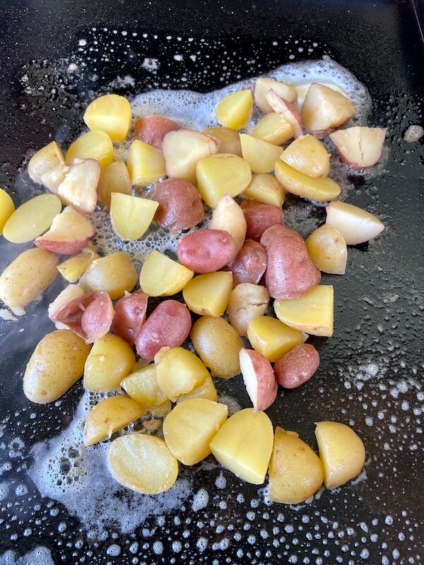 cooking potatoes on the Blackstone