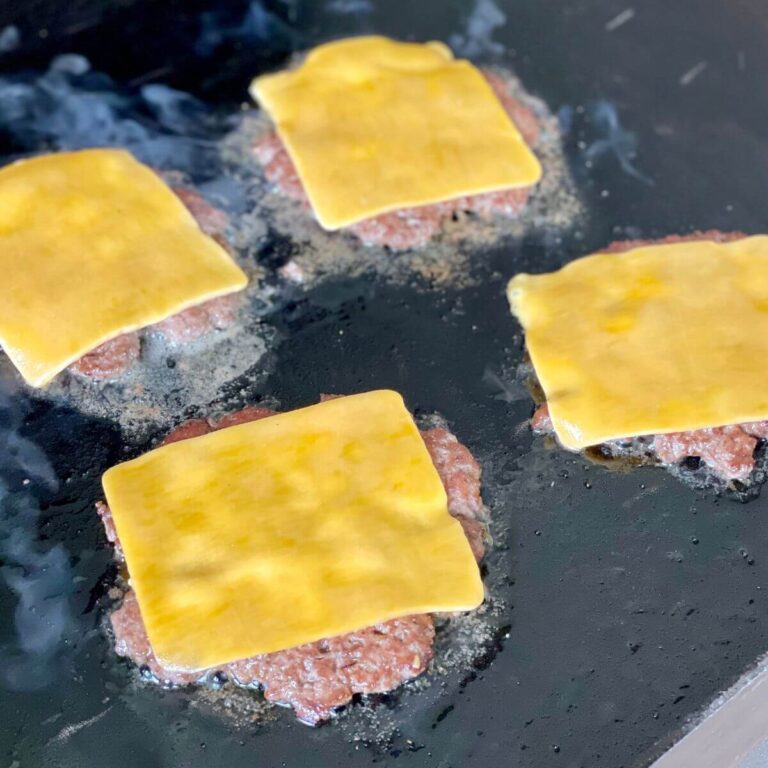 cooking burgers on the griddle