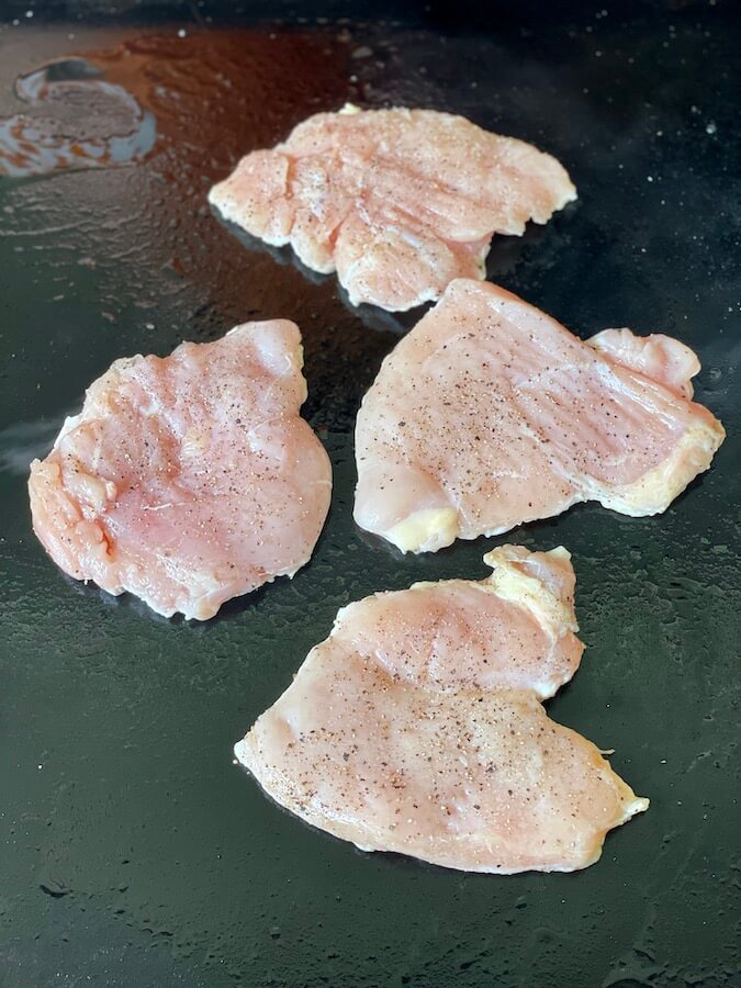 cooking chicken breasts on the griddle