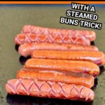 cooking hot dogs on the Blackstone griddle