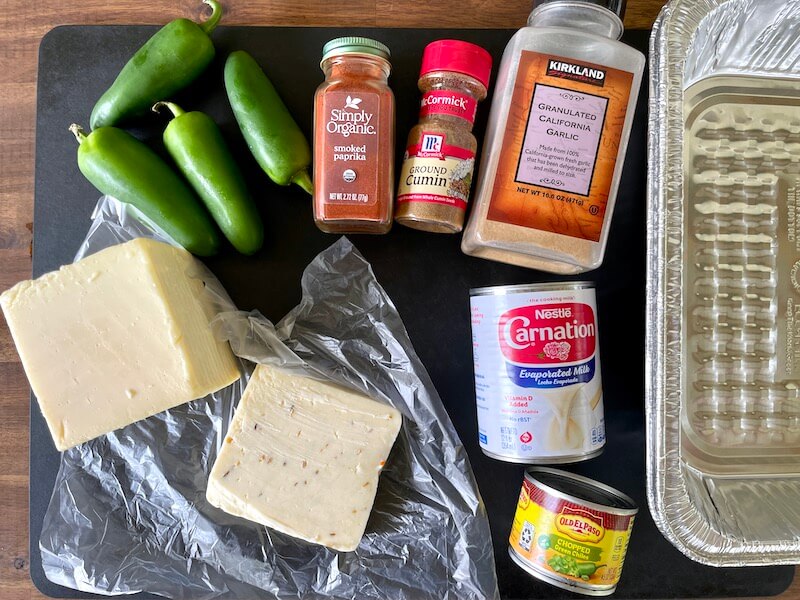 ingredients for smoked white queso dip