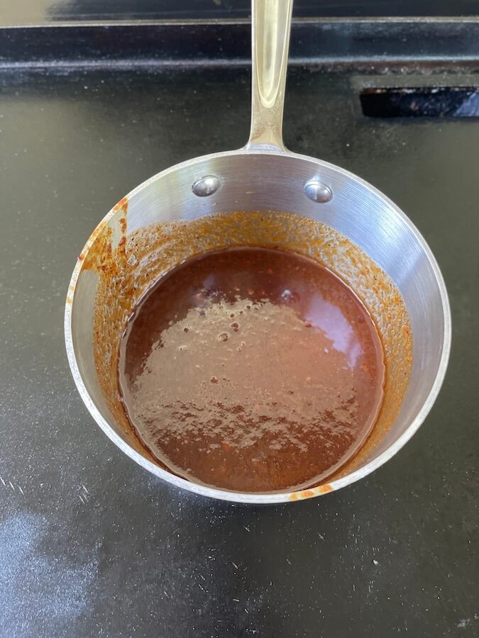 barbecue sauce and chipotle pepper in a saucepan