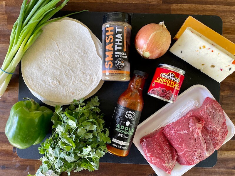 ingredients for barbecue steak quesadillas