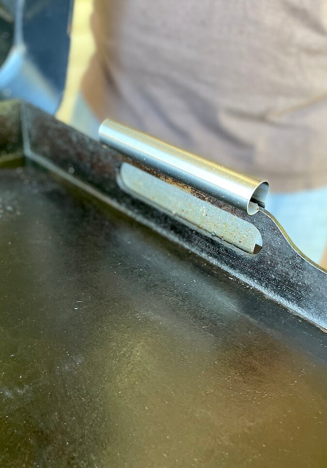 metal dough cutter to cover the holes in the side of the Traeger flatrock griddle top
