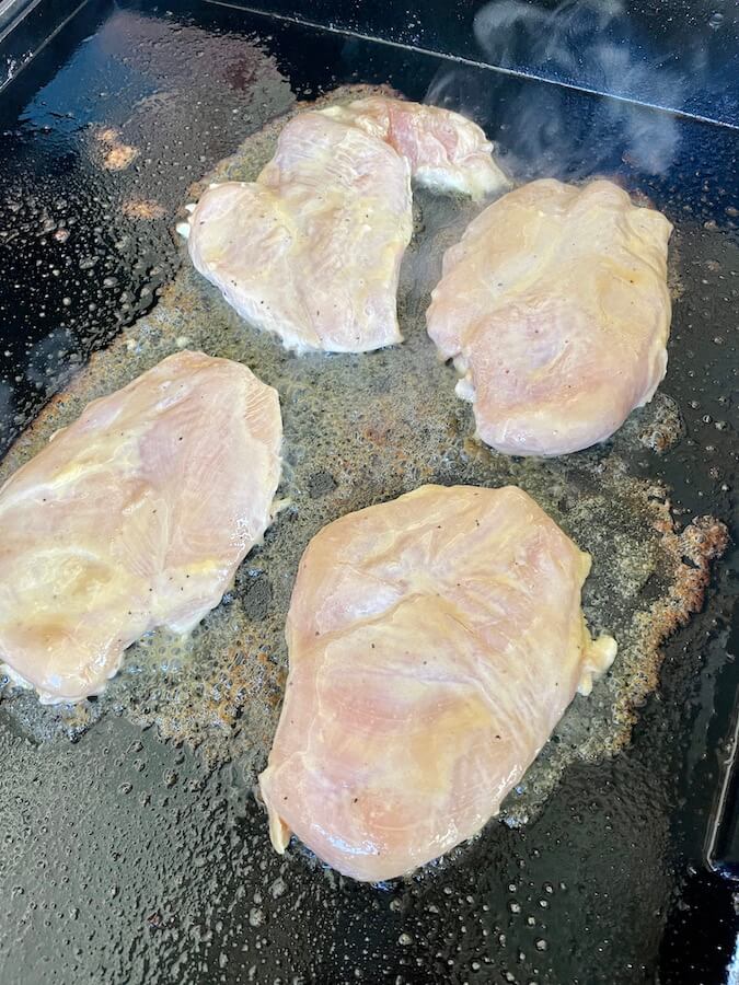 cooking chicken breasts on the blackstone griddle