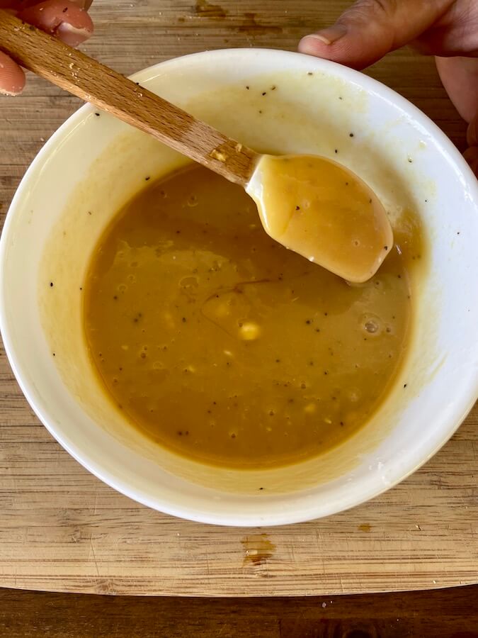 homemade honey mustard sauce in a bowl