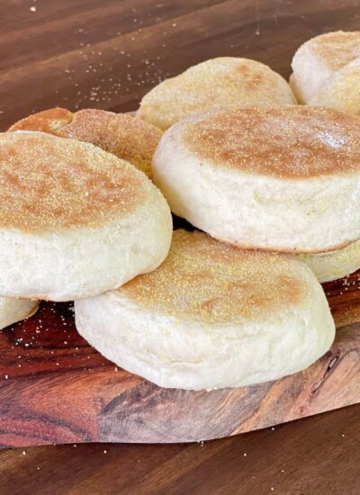 homemade english muffins made on a griddle