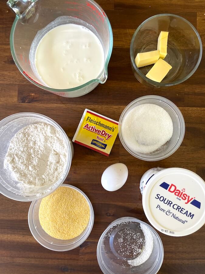 ingredients for english muffin dough