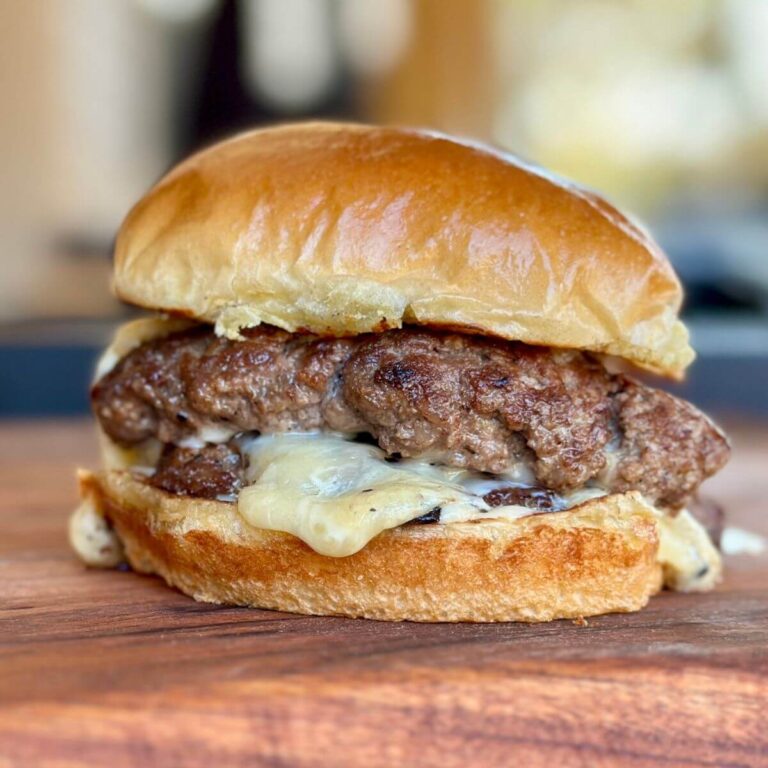 bone marrow burger on a brioche bun