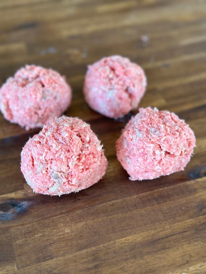 bone marrow ground beef mixture formed into balls