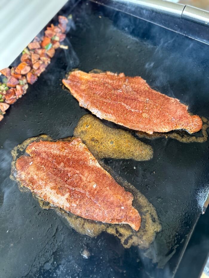 cooking fish on the Blackstone griddle