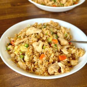 chicken fried rice made on the Blackstone griddle