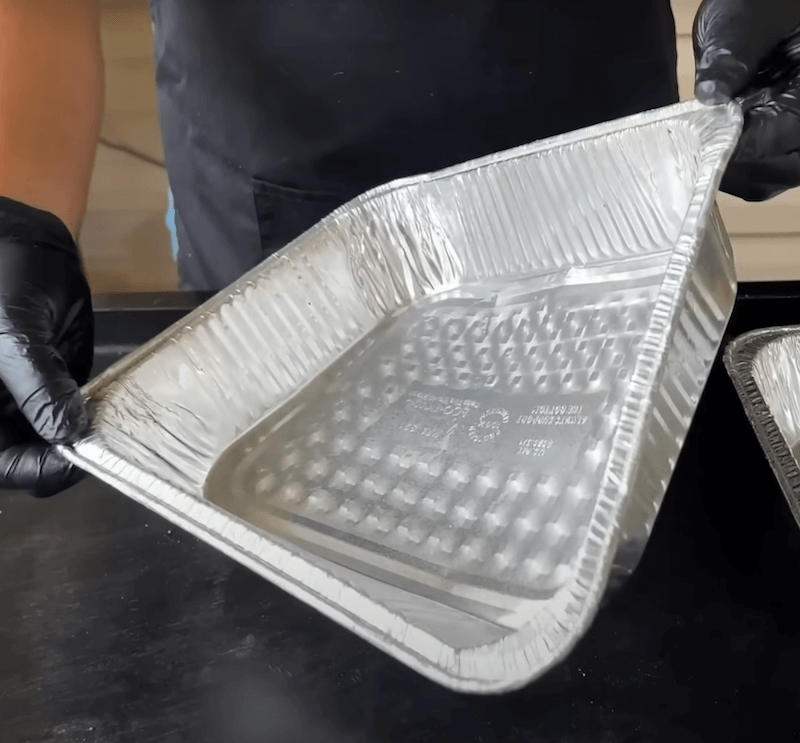 bending a disposable aluminum pan