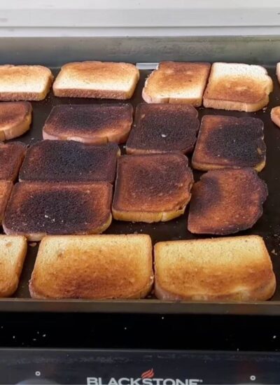 toasting bread on a Blackstone griddle to find the hot spots
