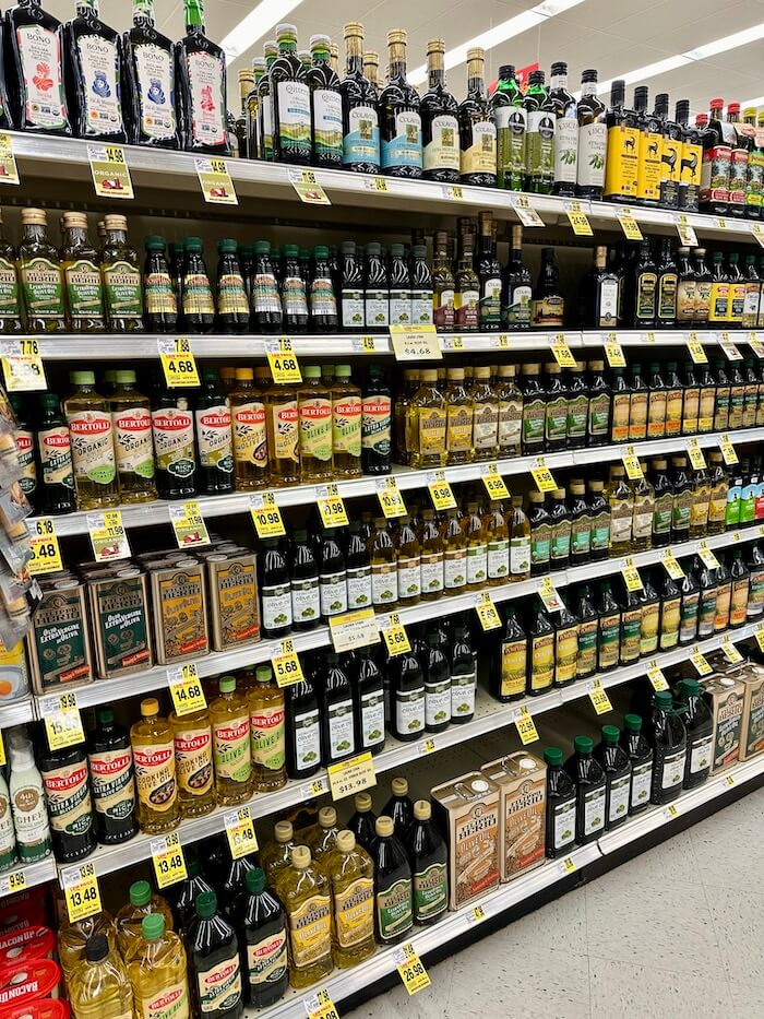oil aisle at the grocery store