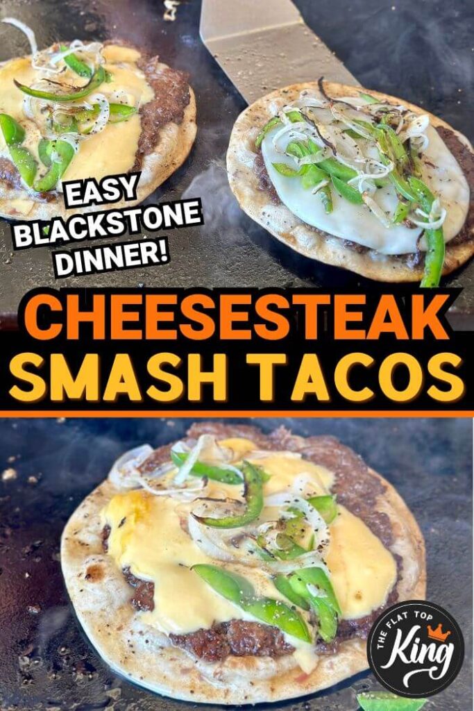 cheesesteak tacos cooking on the blackstone griddle