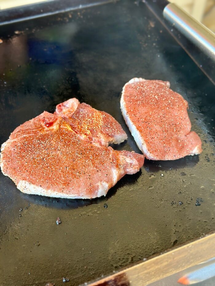 cooking thin pork loin chops on griddle