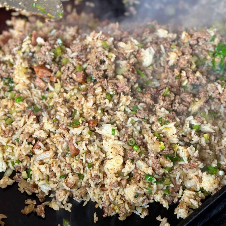 dirty rice on a griddle