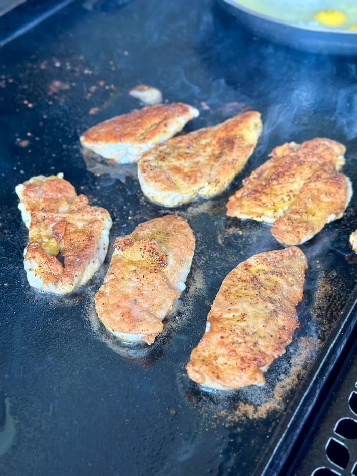 cooking lemon pepper chicken on the Blackstone