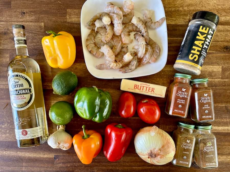 ingredients for shrimp fajitas