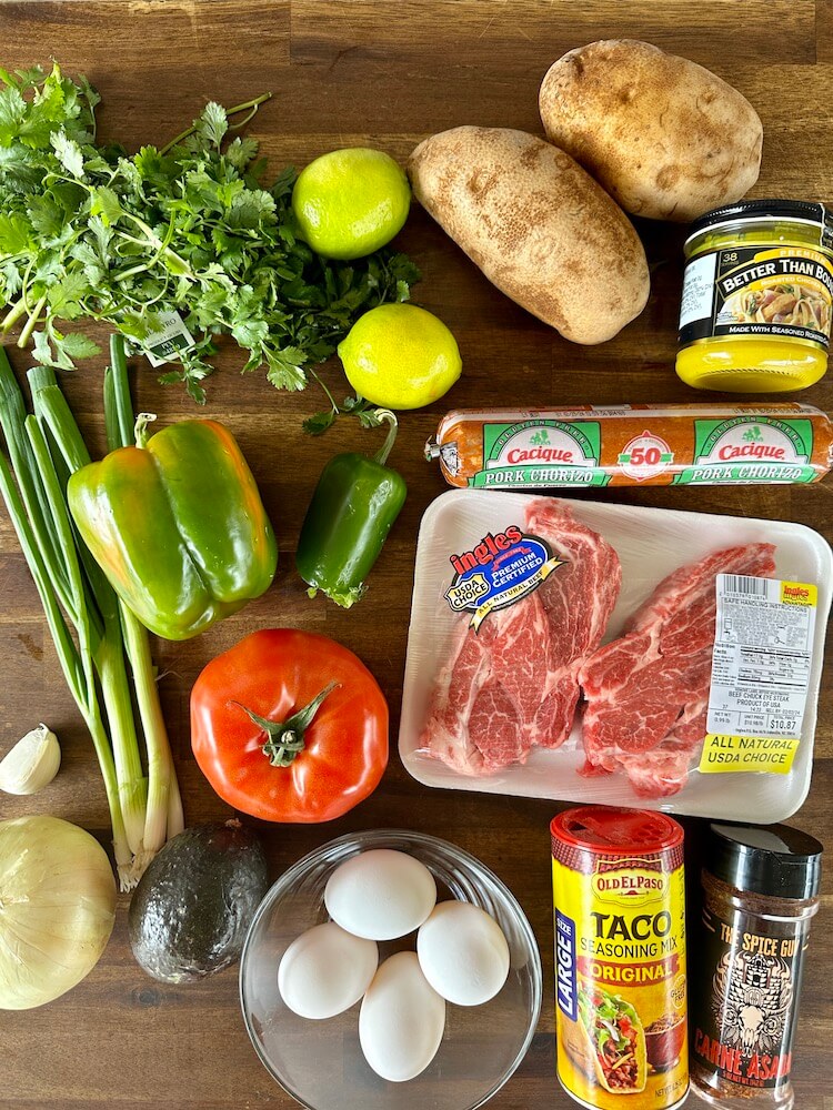 ingredients for Mexican breakfast bowls