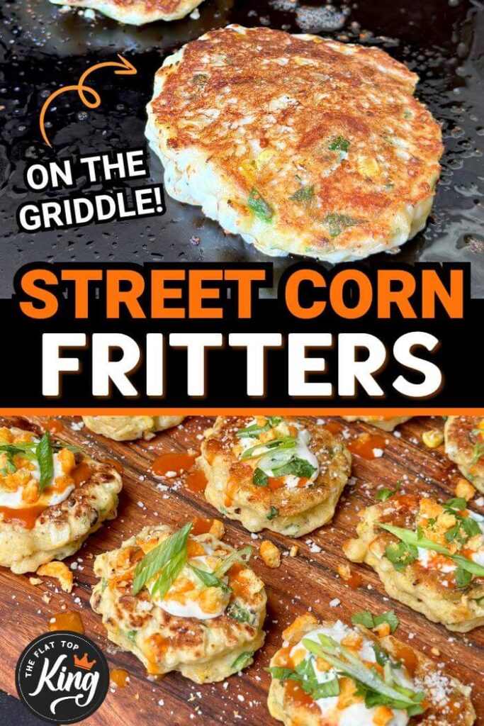 Mexican street corn fritters on the griddle