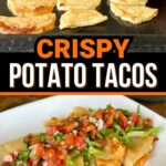 crispy potato tacos with shredded lettuce and salsa