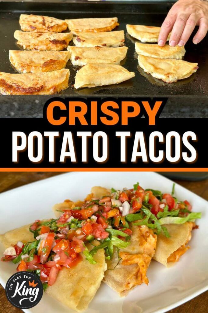 making crispy potato tacos with shredded lettuce and tacos