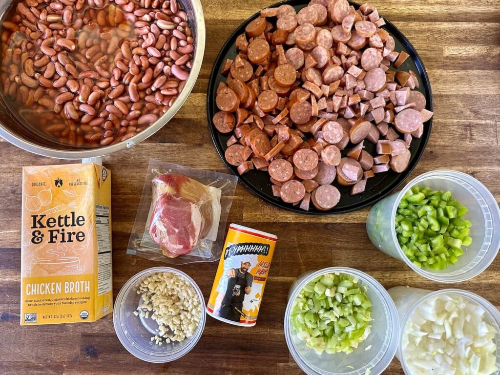 ingredients for red beans and rice