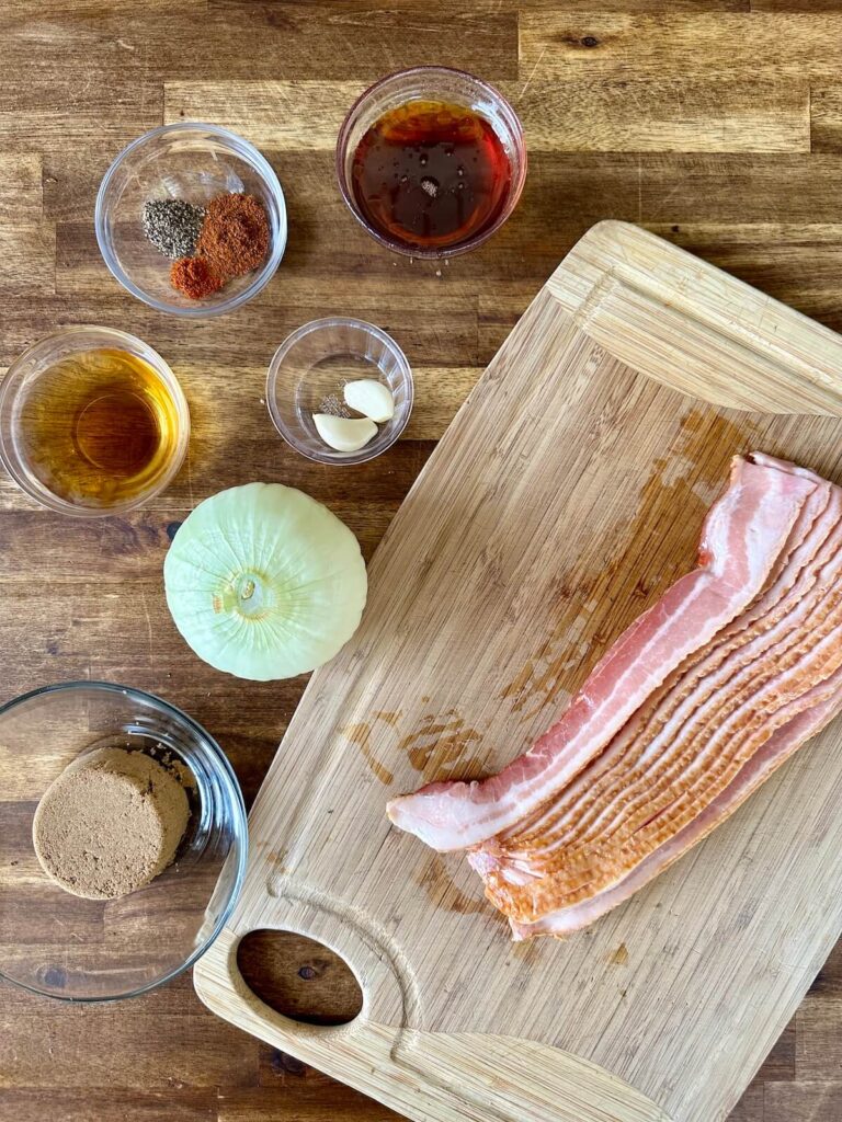 ingredients for bacon and onion jam